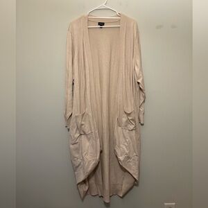 Torrid Light Beige Open Front Long Sleeve Long Length Cardigan, Size 4X Women’s